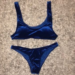 Blue velvet bikini. NEVER WORN!